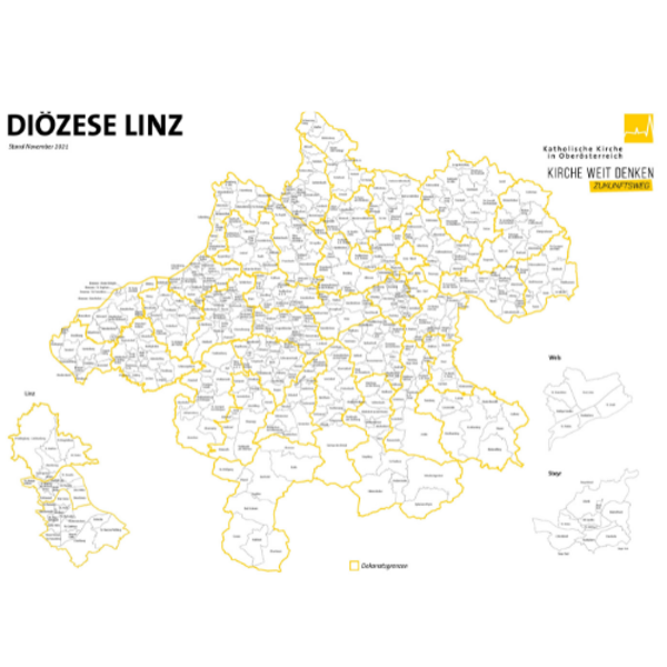Pfarrkarte in Oberösterreich / Diözese Linz Pfarrkarte in Oberösterreich